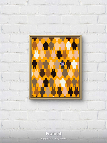 One in a Million Abstract Art Poster – Diverse Figures 16x20 gloss | Orange