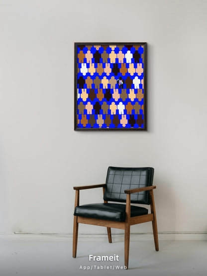 One in a Million Abstract Art Poster – Diverse Figures 16x20 Gloss | Blue