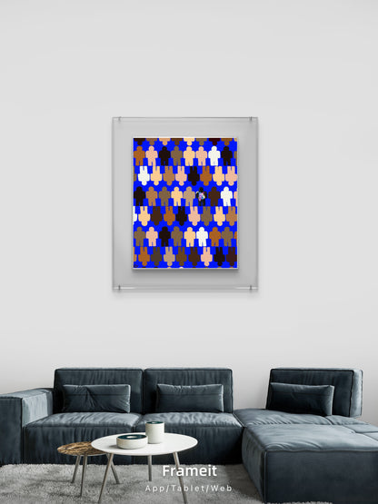 One in a Million Abstract Art Poster – Diverse Figures 16x20 Gloss | Blue