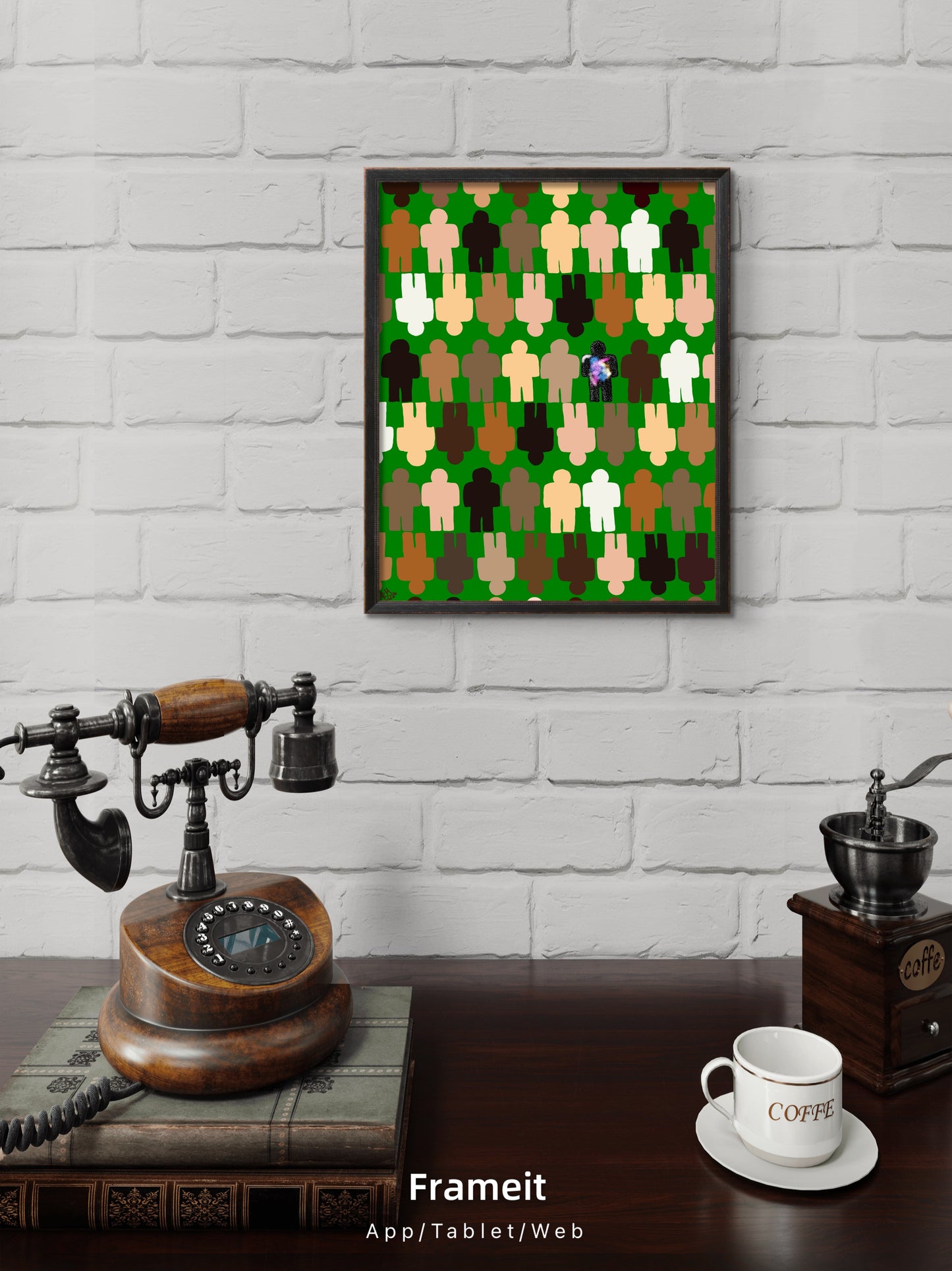One in a Million Abstract Art Poster – Diverse Figures 16x20 Gloss | Green
