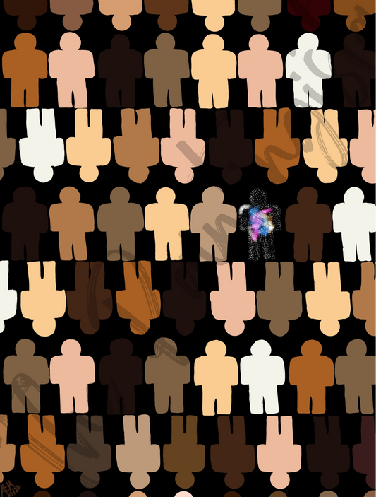 One in a Million Abstract Art Poster – Diverse Figures 16x20 gloss | Black