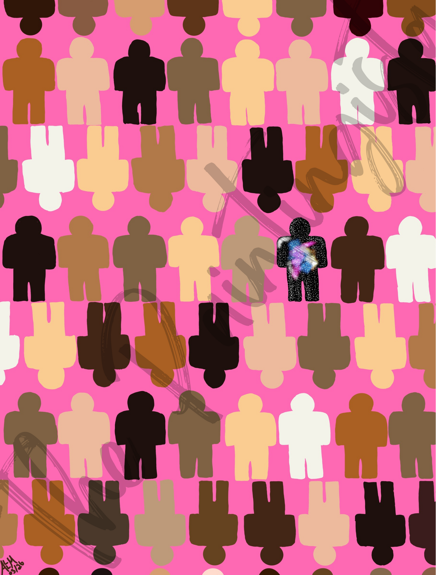One in a Million Abstract Art Poster – Diverse Figures 16x20 gloss | Pink