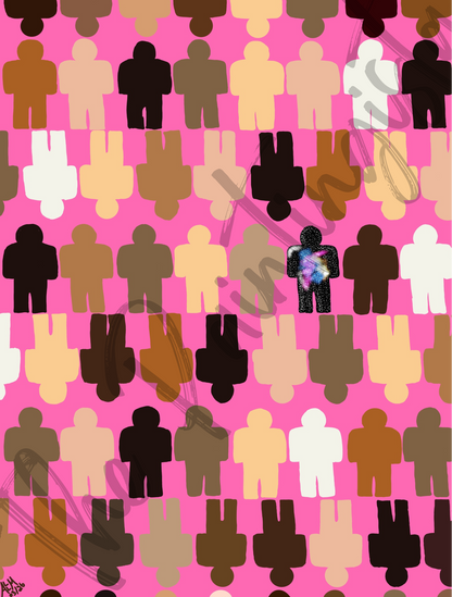 One in a Million Abstract Art Poster – Diverse Figures 16x20 gloss | Pink