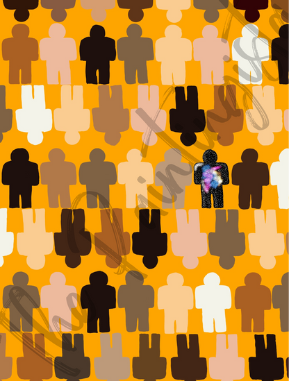 One in a Million Abstract Art Poster – Diverse Figures 16x20 gloss | Orange