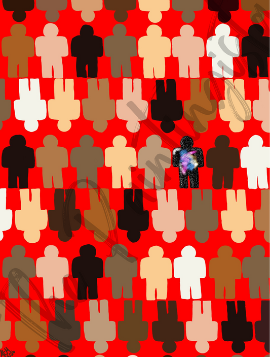 One in a Million Abstract Art Poster – Diverse Figures 16x20 gloss | Red