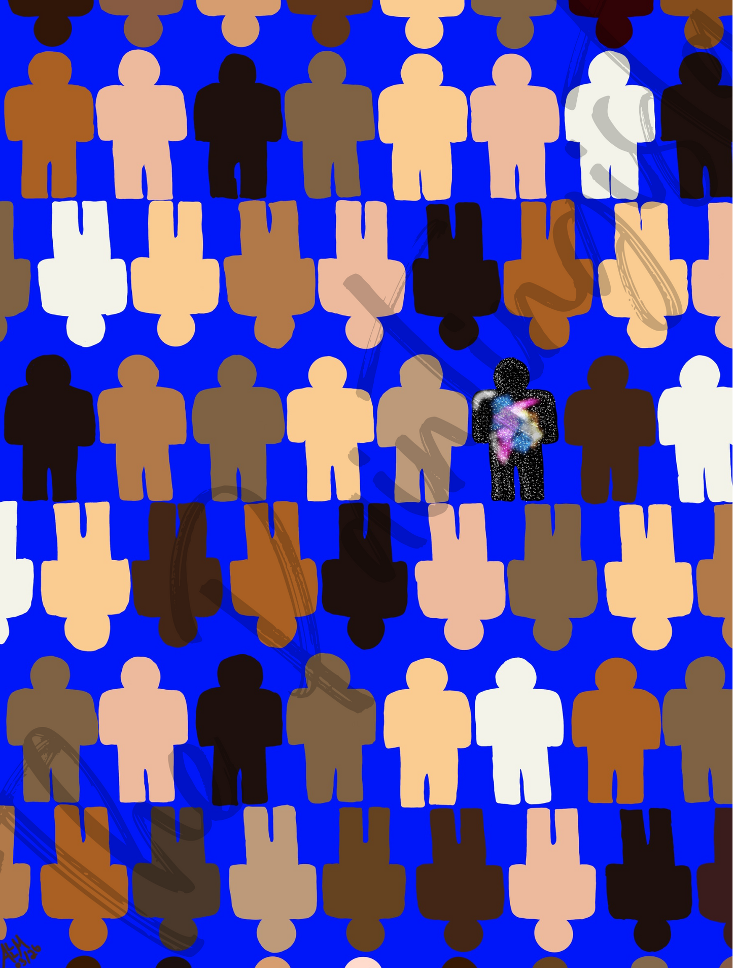One in a Million Abstract Art Poster – Diverse Figures 16x20 Gloss | Blue