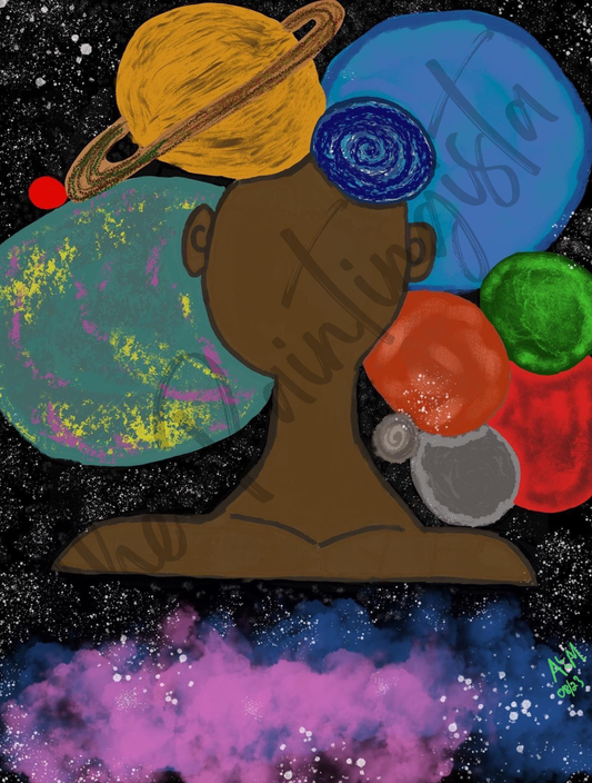 With The Planets | Digital Art| Celestial Wall Art| Black Art| Cosmic Planet Art| Astrology Digital Art| 12x16 Download Digital Art