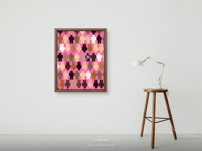 One in a Million Abstract Art Poster – Diverse Figures 16x20 gloss | Pink