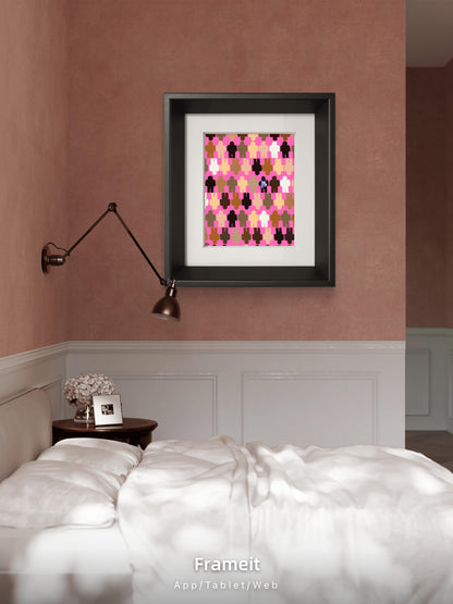 One in a Million Abstract Art Poster – Diverse Figures 16x20 gloss | Pink
