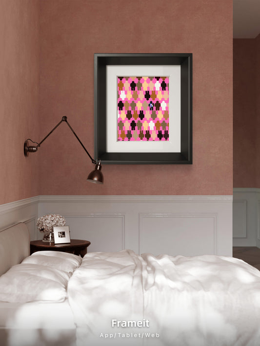 One in a Million Abstract Art Poster – Diverse Figures 16x20 gloss | Pink