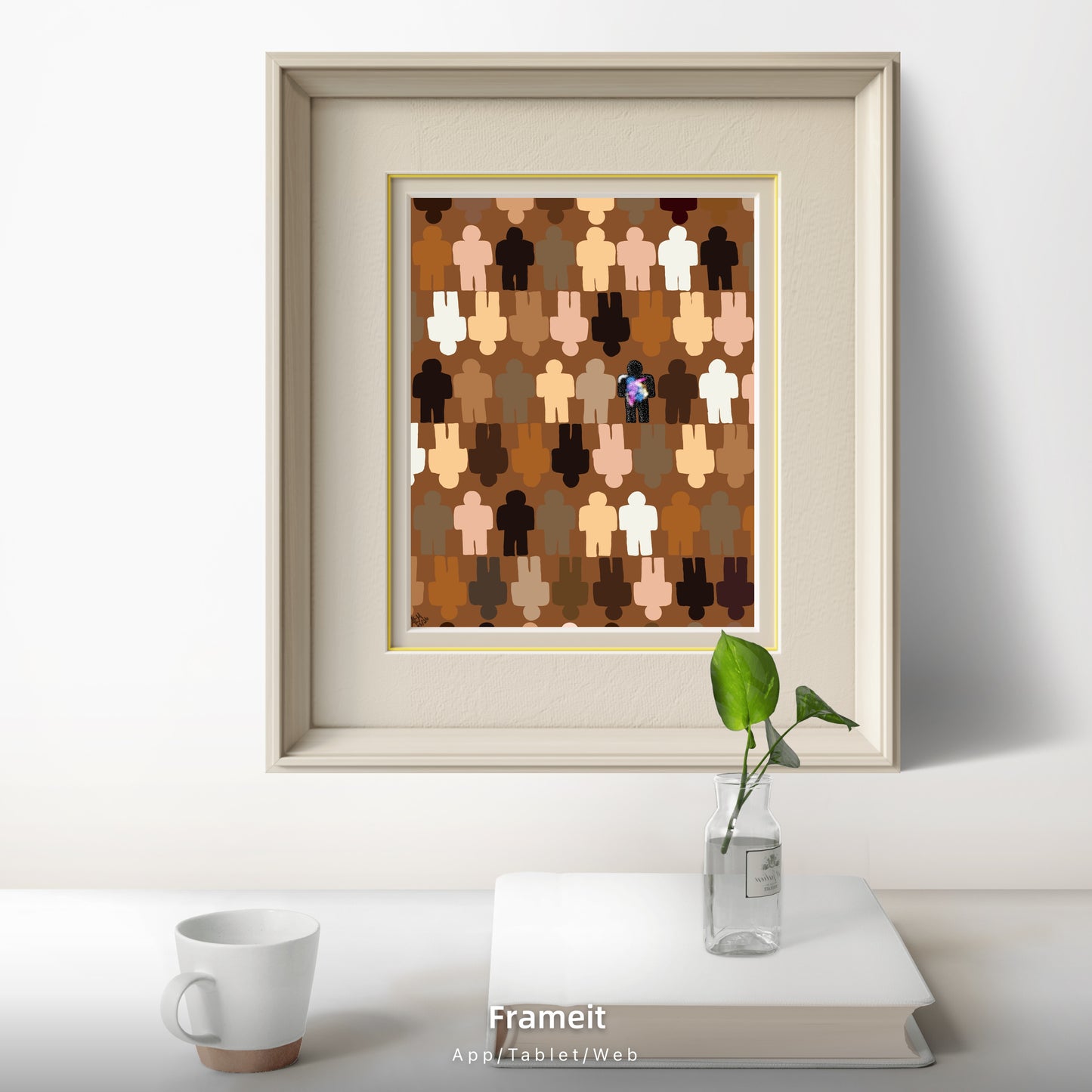 One in a Million Abstract Art Poster – Diverse Figures 16x20 Gloss | Brown