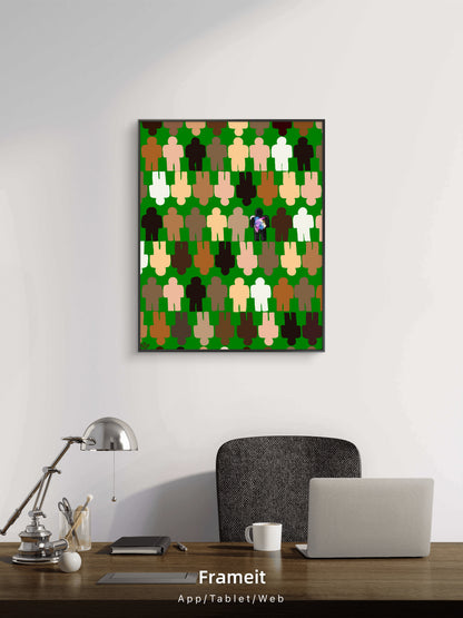 One in a Million Abstract Art Poster – Diverse Figures 16x20 Gloss | Green
